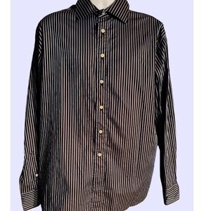 Rufus Mens XXL Blue Striped Button Down‎ Shirt Long Sleeve Made in USA